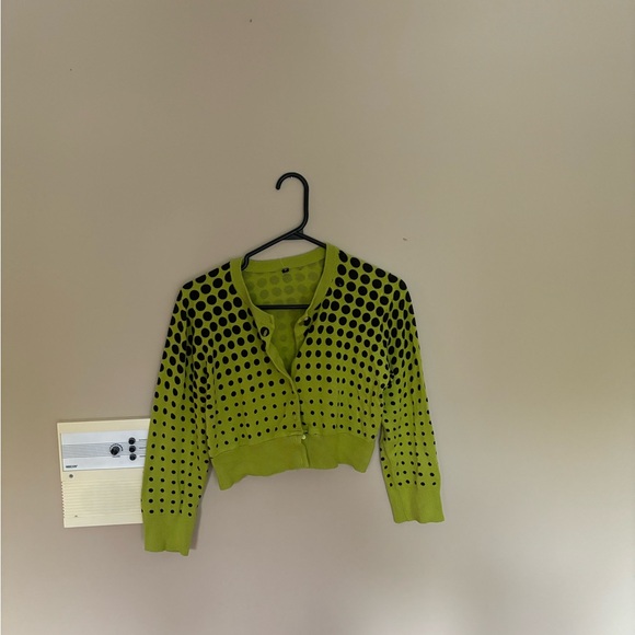 Small 90’s retro polka dot mini green cardigan - Picture 2 of 3